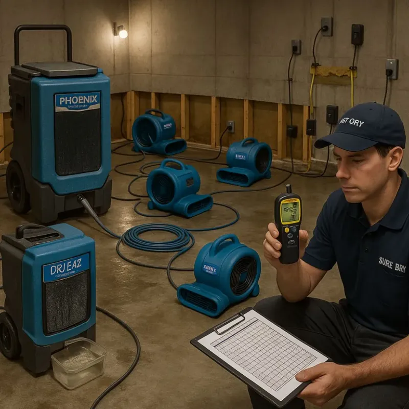 Structural Drying and Dehumidification process in McLean County, IL